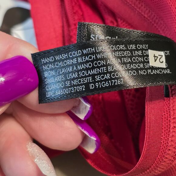 Smart & Sexy The Curvy Collection High Rise Cheekini Womens 10 Red Lace Mesh - Picture 8 of 8